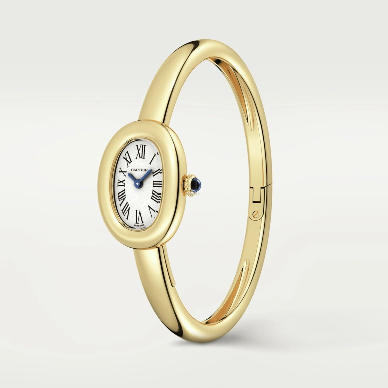 Cartier,Baignoire 24.60x18.70mm,24.60x18.70mm,Yellow Gold,Silver,Quartz,Sapphire,Crystal Glass,Oval,WGBA0021