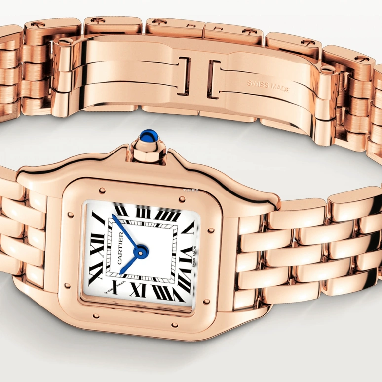Cartier,Panthère de Cartier 23x30mm,23x30mm,Rose Gold,Silver,Quartz,Sapphire,Crystal Glass,Square,WGPN0060