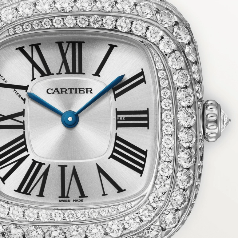 Cartier,Coussin de Cartier 30.40x31mm,30.40x31mm,White Gold,Silver,Quartz,Sapphire,Crystal Glass,Square,WJCS0003