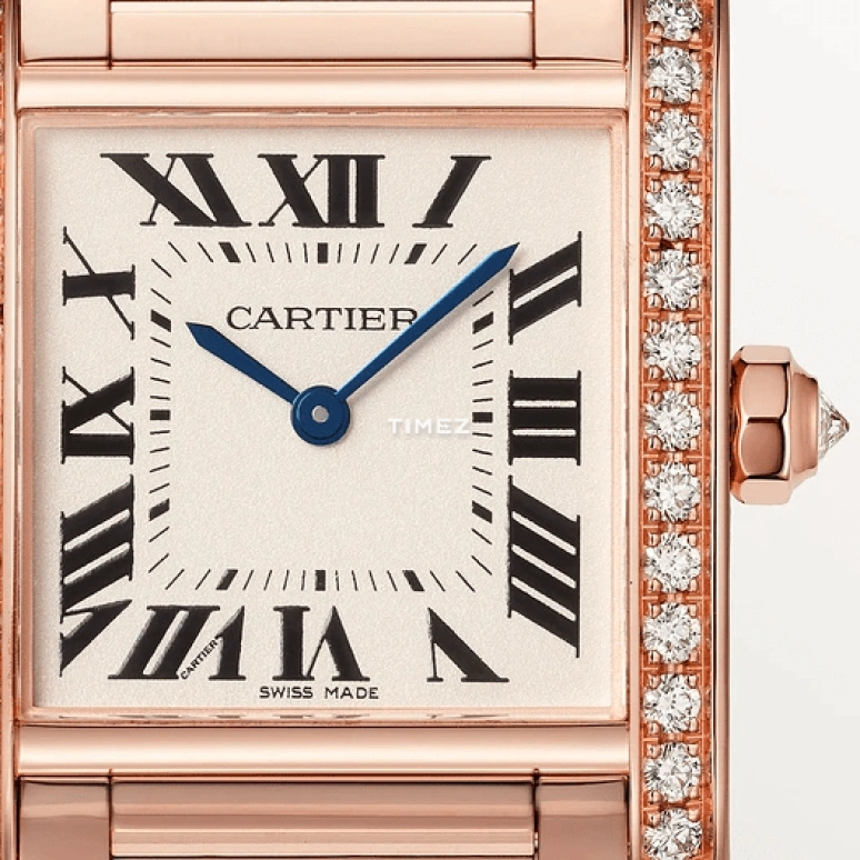 Cartier,Tank 30x25mm,30x25mm,Rose Gold,Silver,Quartz,Sapphire,Crystal Glass,Square,WJTA0023