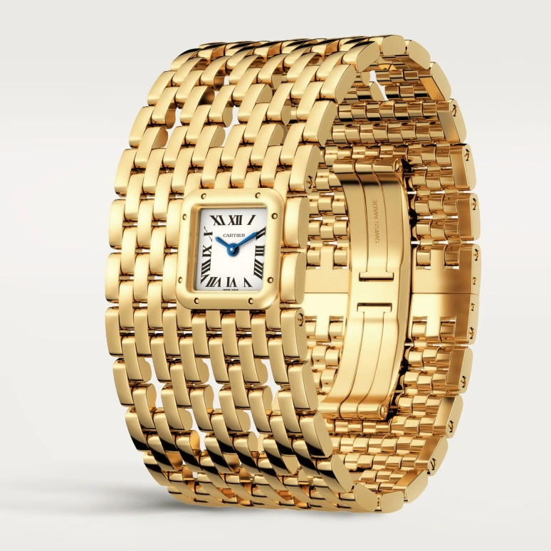 Cartier,Panthère de Cartier 22x19mm,22x19mm,Yellow Gold,Silver,Quartz,Sapphire,Crystal Glass,Square,WGPN0018