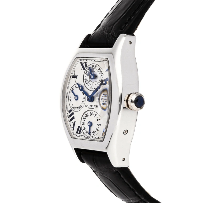 Cartier,Tortue 34x43mm,34x43mm,Platinum,Silver,Automatic,Perpetual Calendar,Leap Year,Month,Date,Sapphire,Crystal Glass,Tonneau,W1540551