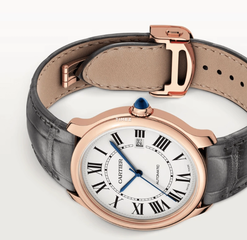 Cartier,Ronde de Cartier 40mm,40mm,Rose Gold,Cream,Automatic,Day,Sapphire,Crystal Glass,WGRN0011