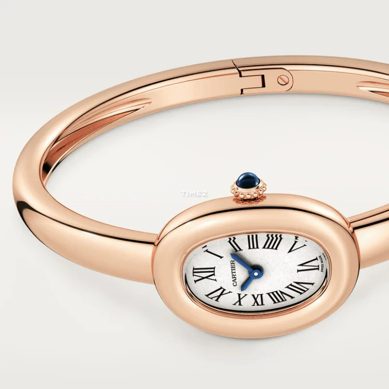 Cartier,Baignoire 24.60x18.70mm,24.60x18.70mm,Rose Gold,Silver,Quartz,Sapphire,Crystal Glass,Oval,WGBA0020