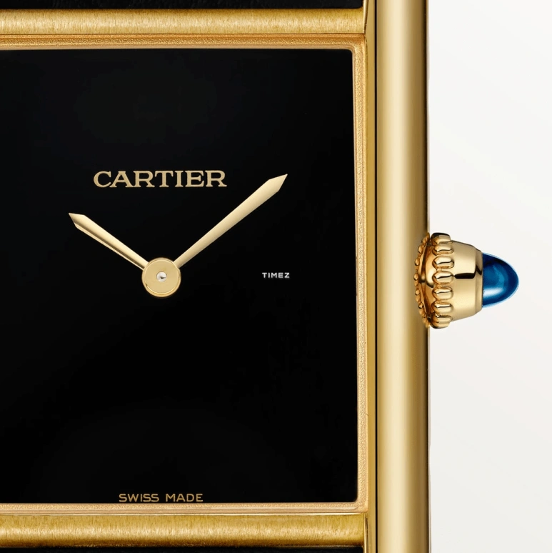 Cartier,Tank 33.70x25.50mm,33.70x25.50mm,Yellow Gold,Black,Handwound,Hardlex,Square,WGTA0160