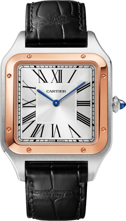 Cartier,Santos de Cartier 46.60x33.90mm,46.60x33.90mm,Stainless Steel,Rose Gold,Silver,Handwound,36hours,In-house Caliber,W2SA0017