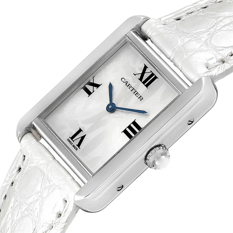 Cartier,Tank 31x24.40mm,31x24.40mm,Stainless Steel,Silver,Quartz,In-house Caliber,Sapphire,Crystal Glass,W1019555