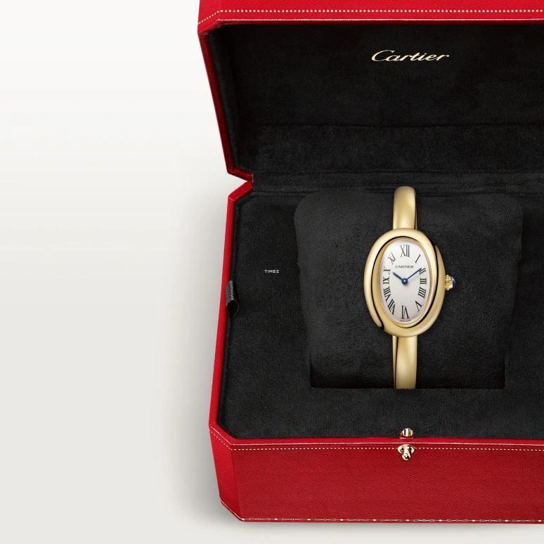 Cartier,Baignoire 31.40x23.10mm,31.40x23.10mm,Yellow Gold,Silver,Quartz,Sapphire,Crystal Glass,Oval,WGBA0025