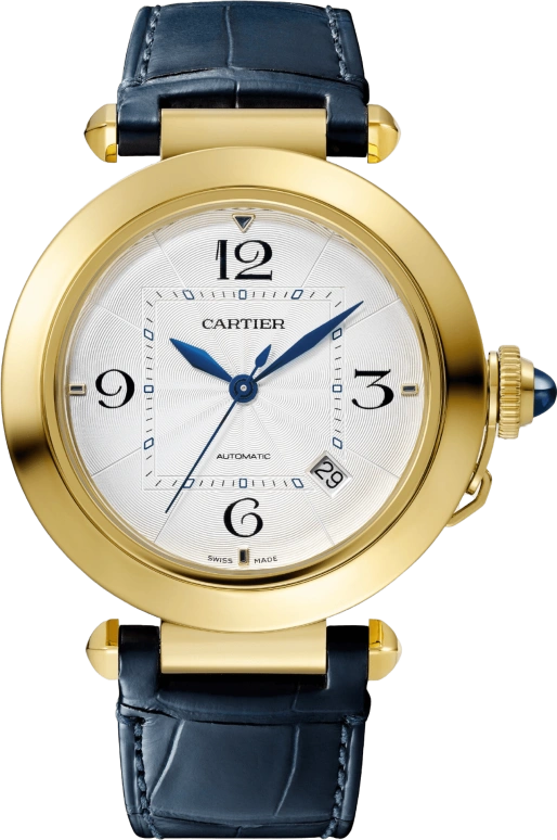 Cartier,Pasha de Cartier 41mm,41mm,Yellow Gold,Silver,Automatic,Day,42hours,WGPA0007