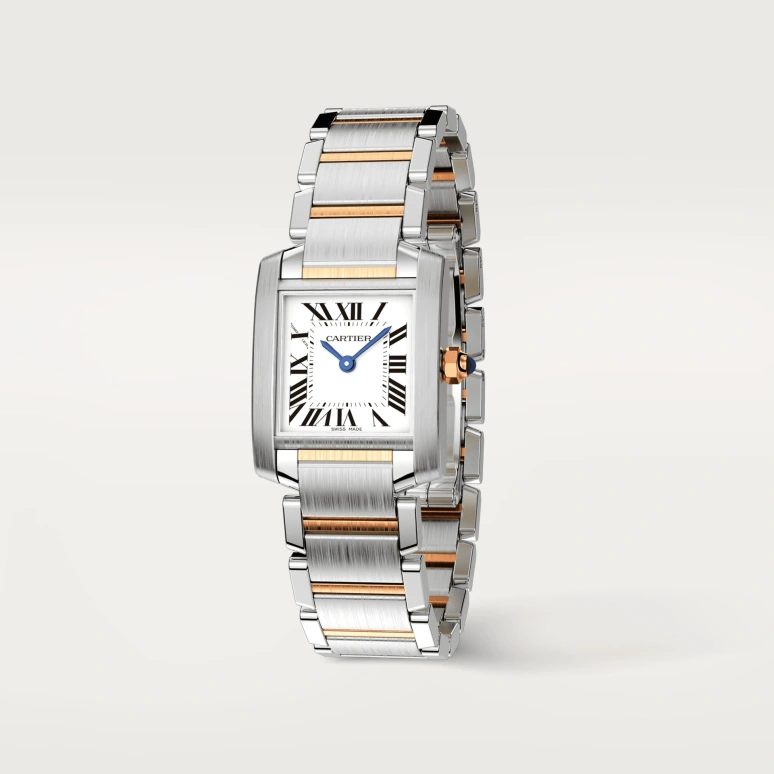 Cartier,Tank 25x20mm,25x20mm,Stainless Steel,Yellow Gold,Silver,Quartz,In-house Caliber,Sapphire,Crystal Glass,W51007Q4