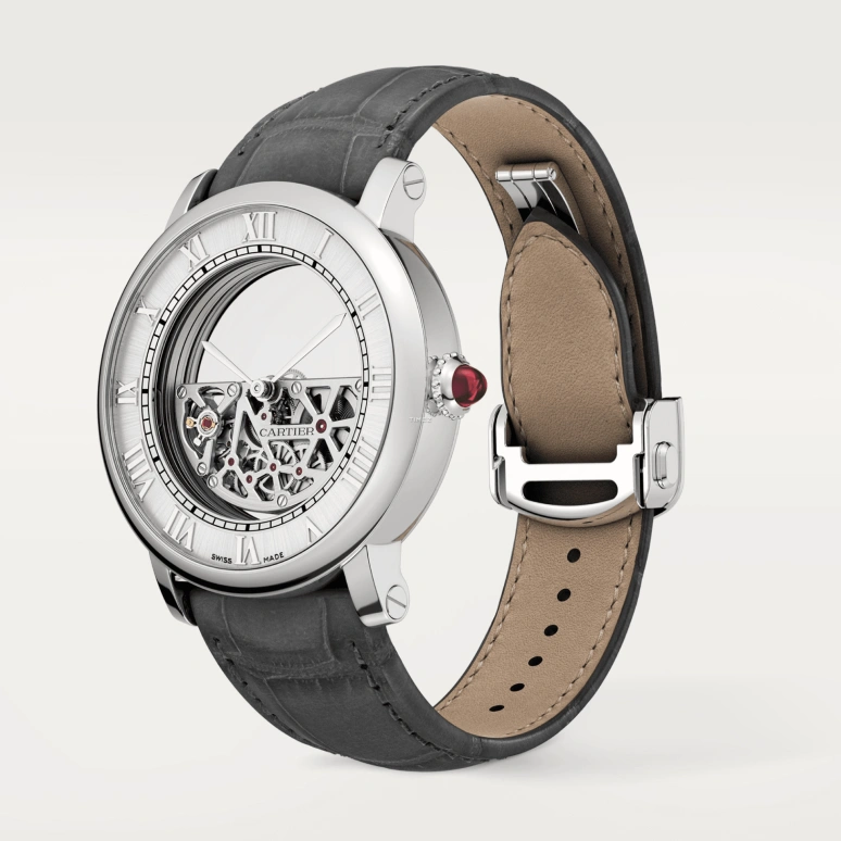 Cartier,Rotonde de Cartier 43.50mm,43.50mm,Platinum,Skeleton,Transparent,Automatic,Sapphire,Crystal Glass,Round,WHRO0078