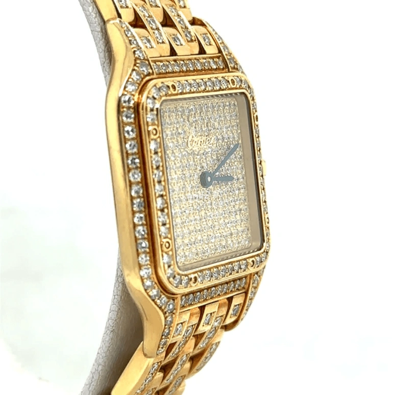 Cartier,Panthère de Cartier 22mm,22mm,Yellow Gold,Gold,Silver,Quartz,Sapphire,Crystal Glass,Square,WF3072B9PVE BLUE