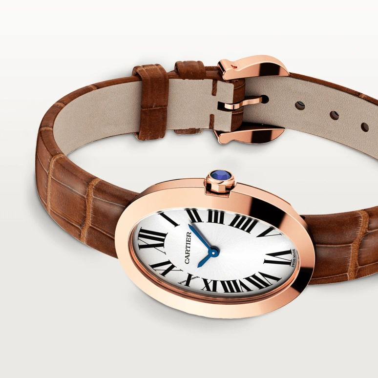 Cartier,Baignoire 31.60x23.10mm,31.60x23.10mm,Rose Gold,Silver,Quartz,Sapphire,Crystal Glass,Oval,W8000007