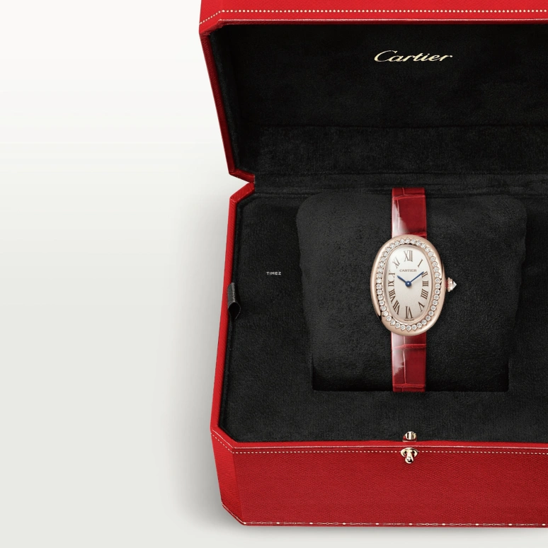 Cartier,Baignoire 31.40x23.09mm,31.40x23.09mm,Rose Gold,Silver,Quartz,Sapphire,Crystal Glass,Oval,WJBA0031