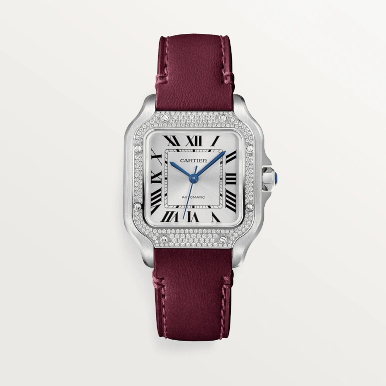 Cartier,Santos de Cartier 35.10x41.90mm,35.10x41.90mm,Stainless Steel,Silver,Automatic,42hours,In-house Caliber,W4SA0005