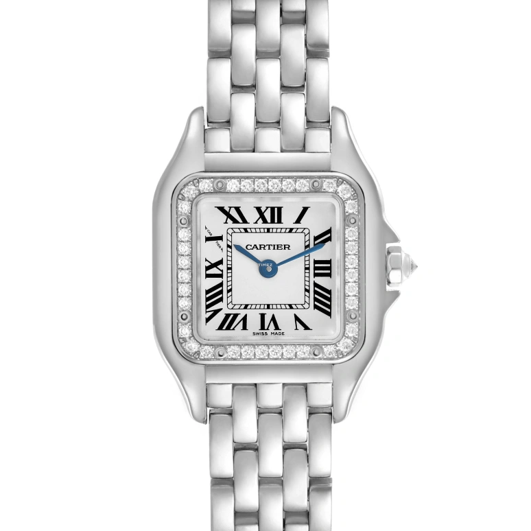 Cartier,Panthère de Cartier 22x30mm,22x30mm,White Gold,Silver,Quartz,Sapphire,Crystal Glass,Square,WJPN0006