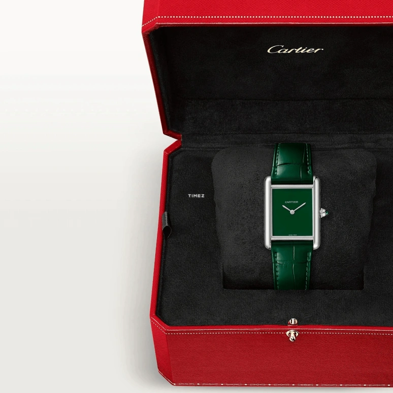 Cartier,Tank 33.70x25.50mm,33.70x25.50mm,Stainless Steel,Green,Quartz,Sapphire,Crystal Glass,Rectangular,WSTA0115