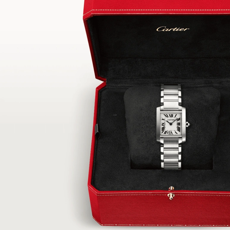 Cartier,Tank 25x20mm,25x20mm,Stainless Steel,Silver,Quartz,In-house Caliber,Sapphire,Crystal Glass,W51008Q3
