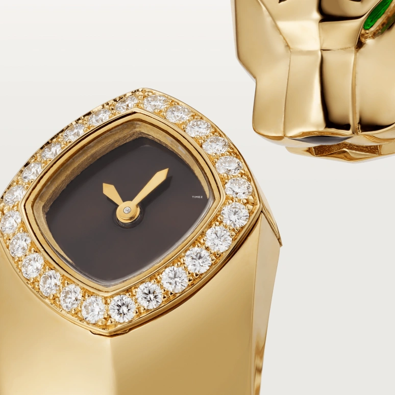 Cartier,Panthère de Cartier 18mm,18mm,Yellow Gold,Black,Quartz,Sapphire,Crystal Glass,Other,HPI01341