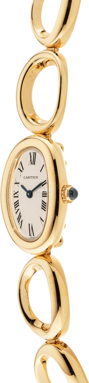 Cartier,Baignoire 27x19mm,27x19mm,Yellow Gold,Silver,Grey,Quartz,Sapphire,Crystal Glass,Oval,W15108K7