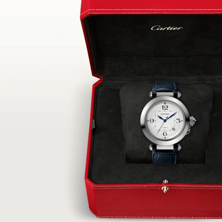 Cartier,Pasha de Cartier 41mm,41mm,Stainless Steel,Silver,Automatic,Day,42hours,WSPA0010