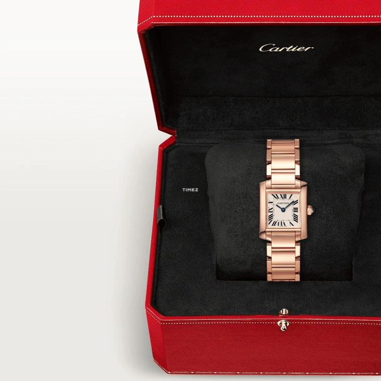 Cartier,Tank 25x20mm,25x20mm,Rose Gold,Silver,Quartz,Sapphire,Crystal Glass,Square,WGTA0029