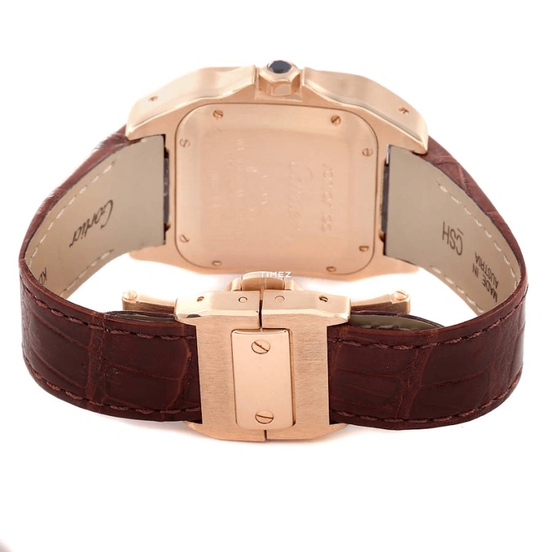 Cartier,Santos de Cartier 44.20x33mm,44.20x33mm,Yellow Gold,Silver White,Automatic,In-house Caliber,Sapphire,Crystal Glass,W20108Y1