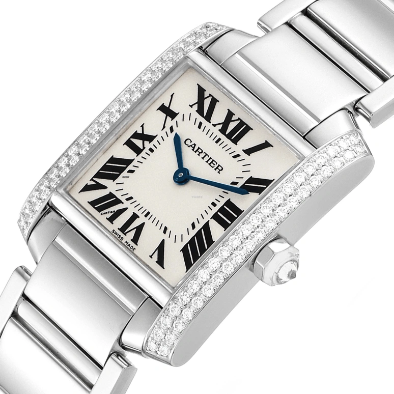 Cartier,Tank 22x25mm,22x25mm,White Gold,Silver,Grey,Quartz,Sapphire,Crystal Glass,Square,WE1009S3
