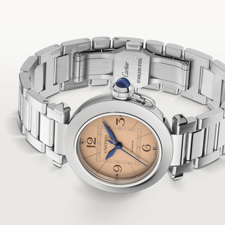 Cartier,Pasha de Cartier 35mm,35mm,Stainless Steel,Salmon,Automatic,42hours,In-house Caliber,WSPA0041