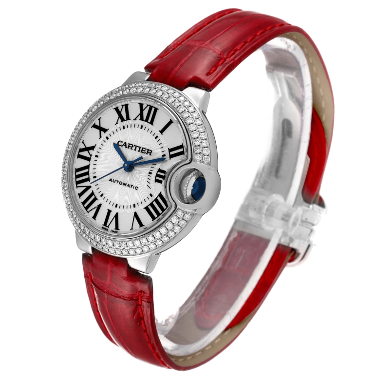 Cartier,Ballon Bleu de Cartier 33mm,33mm,White Gold,Silver,Automatic,In-house Caliber,Sapphire,Crystal Glass,WE902067