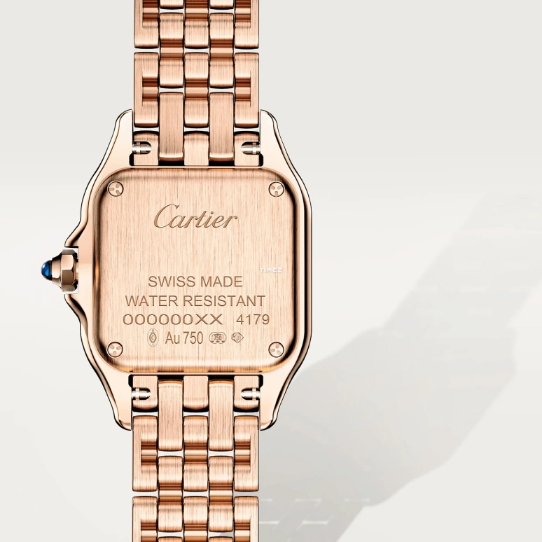 Cartier,Panthère de Cartier 23x30mm,23x30mm,Rose Gold,Silver,Quartz,Sapphire,Crystal Glass,Square,WGPN0060