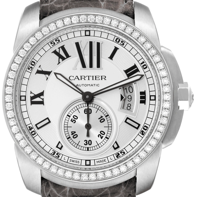 Cartier,Calibre de Cartier 42mm,42mm,White Gold,Silver,Automatic,Day,48hours,WF100003