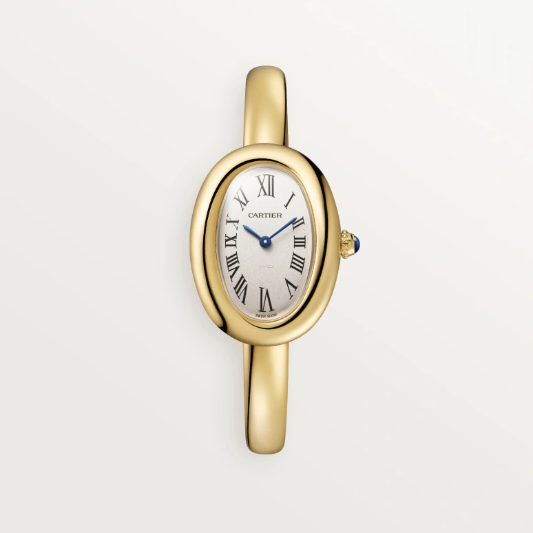 Cartier,Baignoire 31.40x23.10mm,31.40x23.10mm,Yellow Gold,Silver,Quartz,Sapphire,Crystal Glass,Oval,WGBA0037