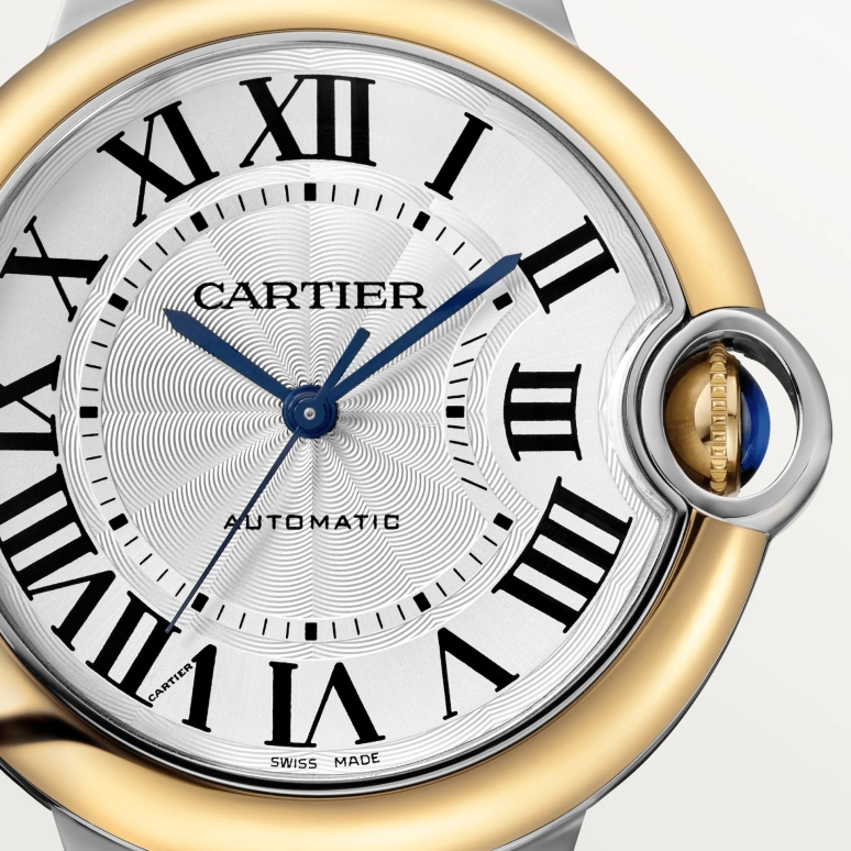 Cartier,Ballon Bleu de Cartier 36mm,36mm,Stainless Steel,Yellow Gold,Silver,Automatic,Sapphire,Crystal Glass,Round,W2BB0038
