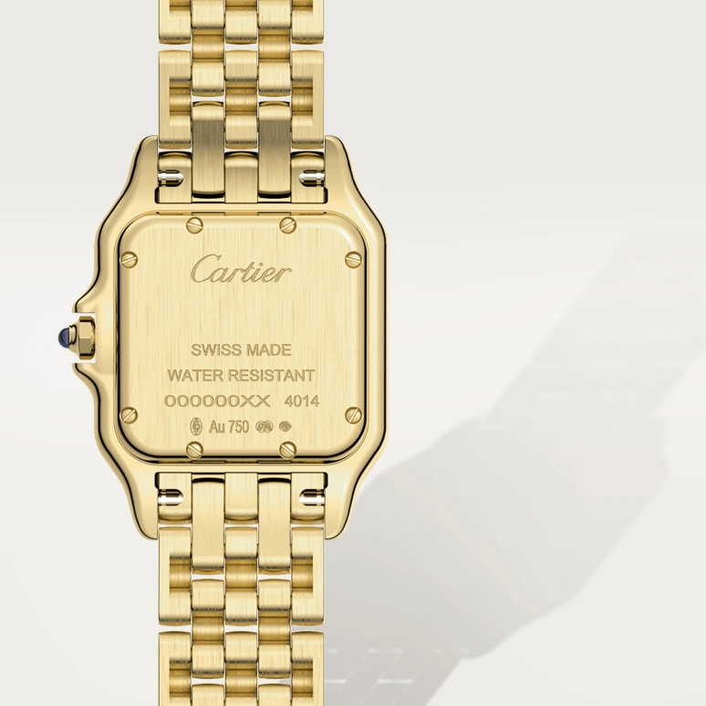 Cartier,Panthère de Cartier 23x30mm,23x30mm,Yellow Gold,Silver,Quartz,Sapphire,Crystal Glass,Square,Lily Jane Collins,Lily Collins,WGPN0008