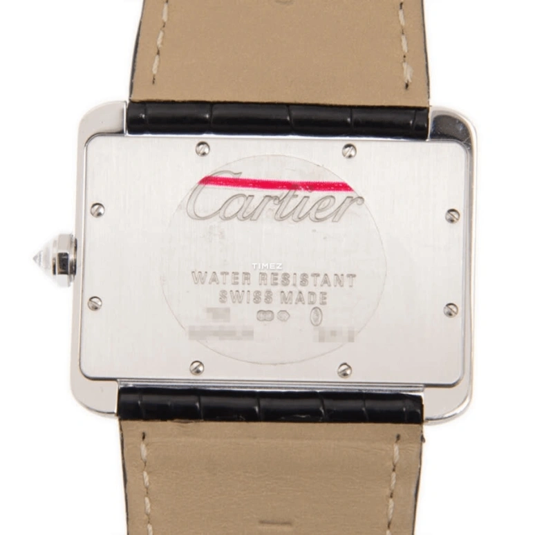 Cartier,Tank 38x28mm,38x28mm,White Gold,Cream white,Automatic,Sapphire,Crystal Glass,Rectangular,WA301370