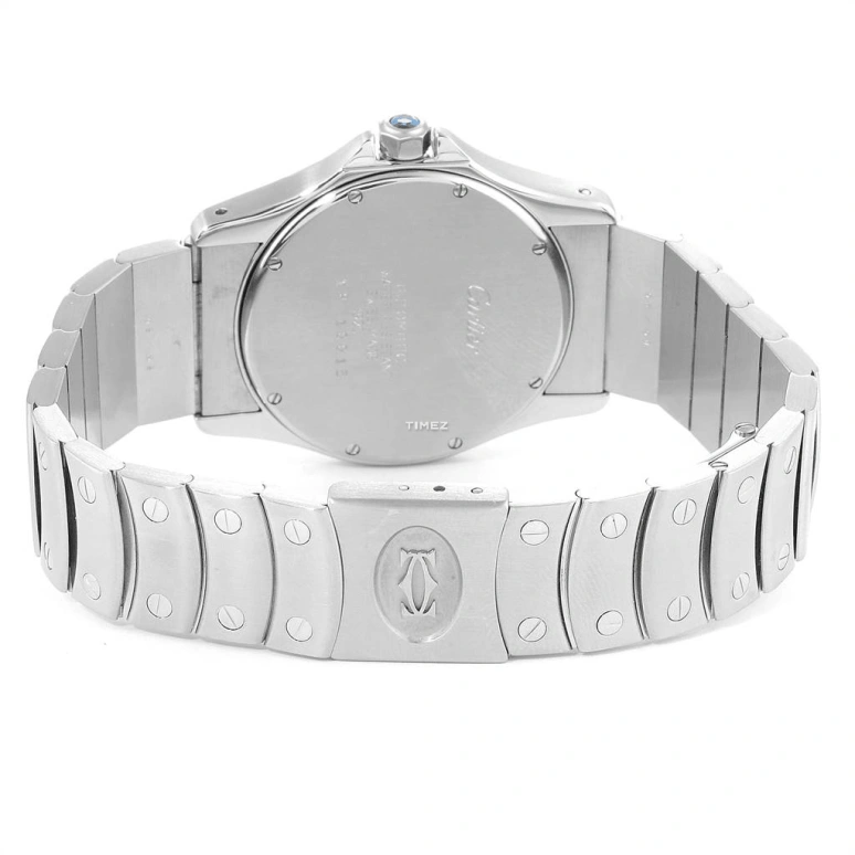 Cartier,Santos de Cartier 33mm,33mm,Stainless Steel,White,Quartz,Day,Sapphire,Crystal Glass,W35002F5
