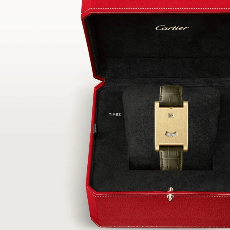 Cartier,Tank à Guichet 24.50x35.50mm,24.50x35.50mm,Yellow Gold,White,Handwound,Jumping Minutes,Jumping Hours,WGTA0234