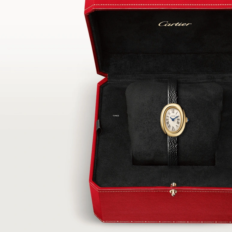 Cartier,Baignoire 24.60x18.70mm,24.60x18.70mm,Yellow Gold,Cream,Quartz,Sapphire,Crystal Glass,Oval,WGBA0041
