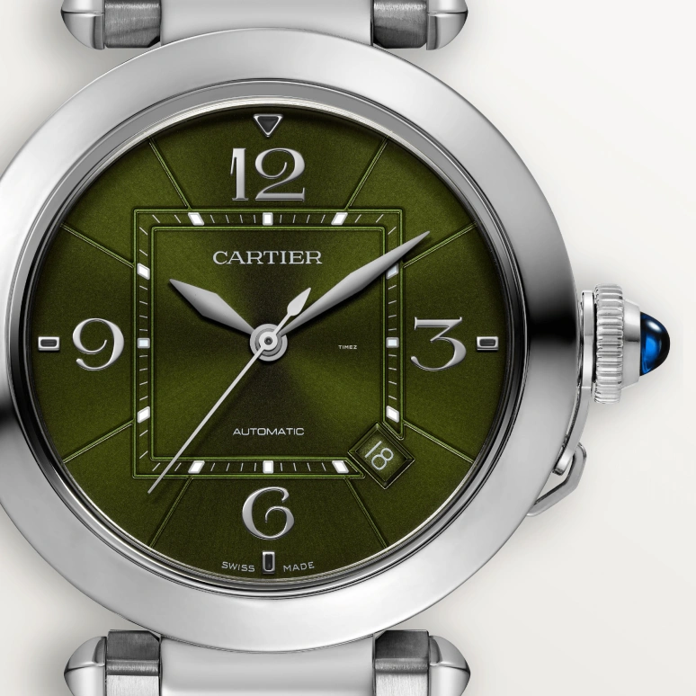 Cartier,Pasha de Cartier 41mm,41mm,Stainless Steel,Green,Automatic,Day,42hours,WSPA0045