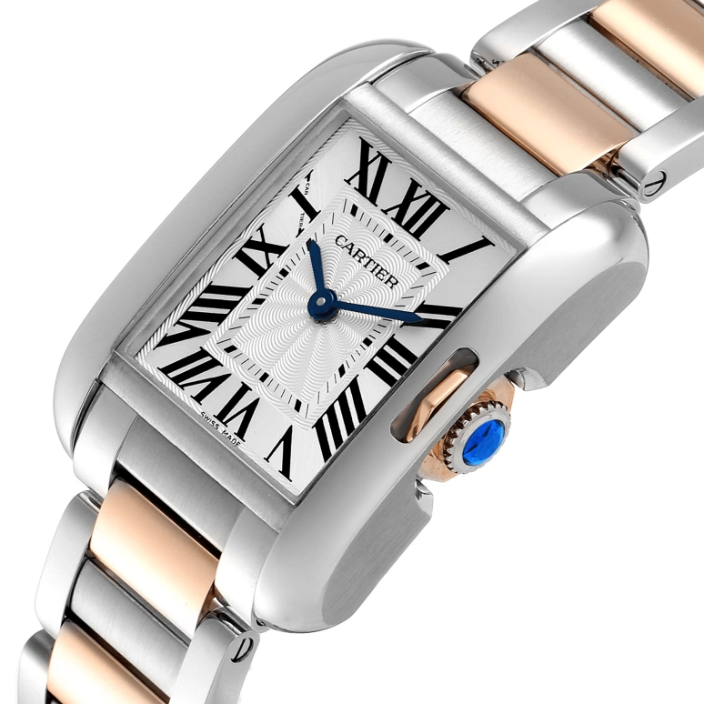 Cartier,Tank 30.20x22.70mm,30.20x22.70mm,Stainless Steel,Rose Gold,Silver,Quartz,In-house Caliber,Sapphire,Crystal Glass,W5310019
