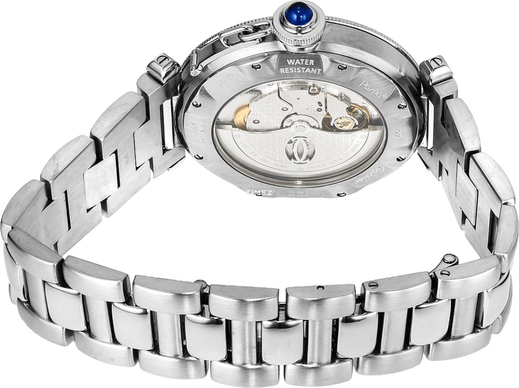 Cartier,Pasha de Cartier 38mm,38mm,Stainless Steel,Cream,White,Automatic,Day,Sapphire,Crystal Glass,W31031H3