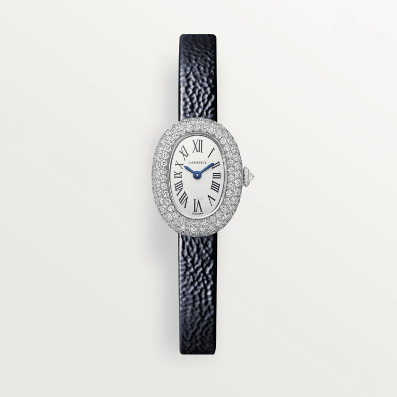 Cartier,Baignoire 24.60x18.70mm,24.60x18.70mm,White Gold,Silver,Quartz,Sapphire,Crystal Glass,Oval,WJBA0036