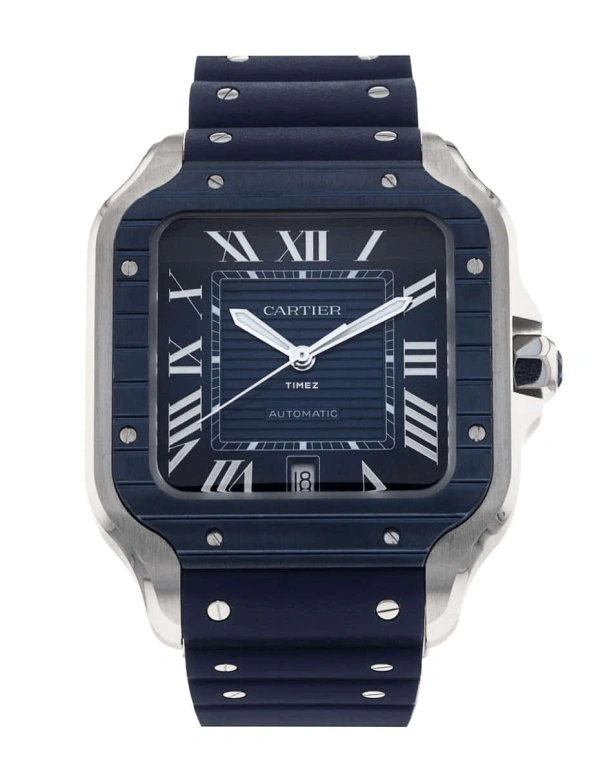 Cartier,Santos de Cartier 39.80mm,39.80mm,Stainless Steel,Blue,Automatic,Day,42hours,Stephen Curry,Threezus,WSSA0048
