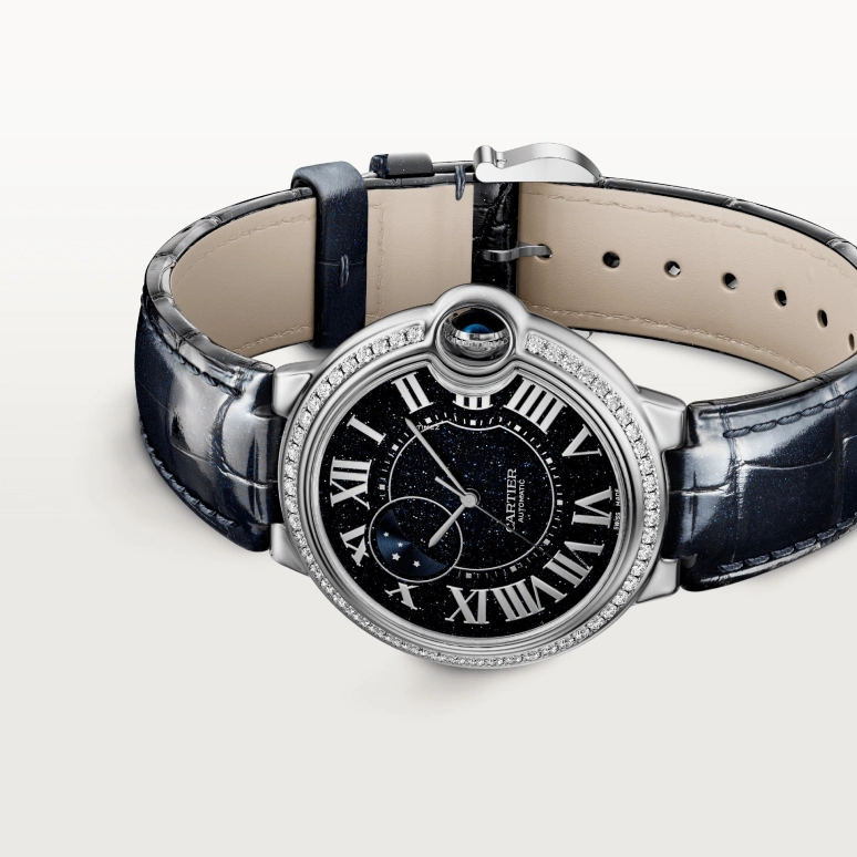 Cartier,Ballon Bleu de Cartier 36mm,36mm,White Gold,Blue,Automatic,Day / Night Indication,Sapphire,Crystal Glass,WJBB0089