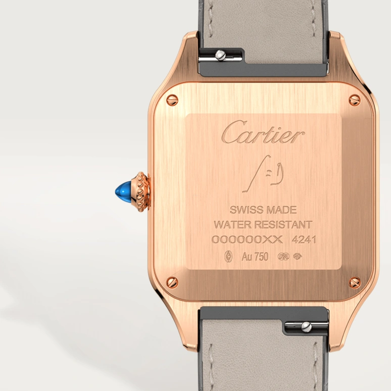 Cartier,Santos de Cartier 43.50x31.40mm,43.50x31.40mm,Rose Gold,Silver,Quartz,Sapphire,Crystal Glass,Square,WGSA0021