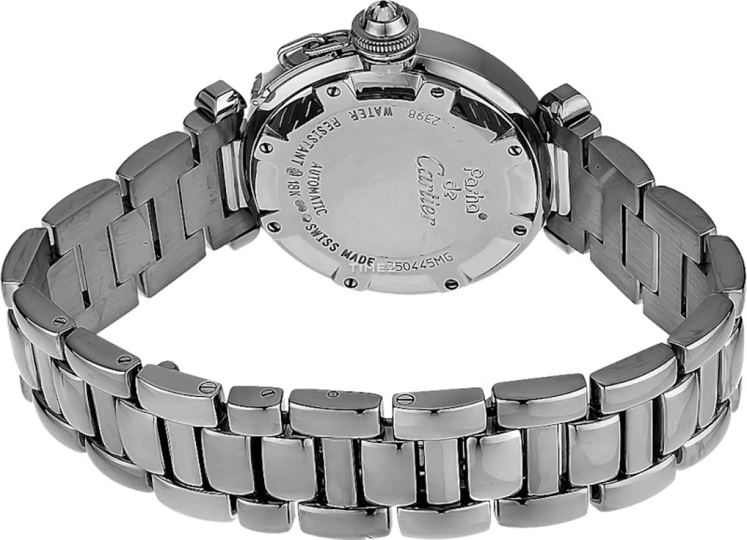 Cartier,Pasha de Cartier 32mm,32mm,White Gold,Silver,Automatic,Day,Sapphire,WJ1075M9