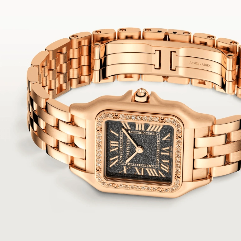 Cartier,Panthère de Cartier 27x37mm,27x37mm,Rose Gold,Grey,Quartz,Sapphire,Crystal Glass,Square,WJPN0038