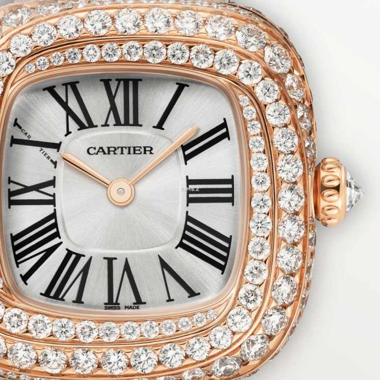 Cartier,Coussin de Cartier 27.10x27.70mm,27.10x27.70mm,Rose Gold,Silver,Quartz,Sapphire,Crystal Glass,Cushion,WJCS0004