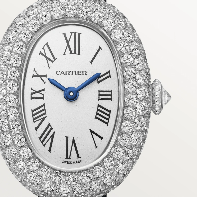 Cartier,Baignoire 24.60x18.70mm,24.60x18.70mm,White Gold,Silver,Quartz,Sapphire,Crystal Glass,Oval,WJBA0036